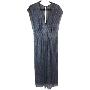 Moulinette Soeurs Shimmer Pleated Maxi Dress – Deep V – Size 14